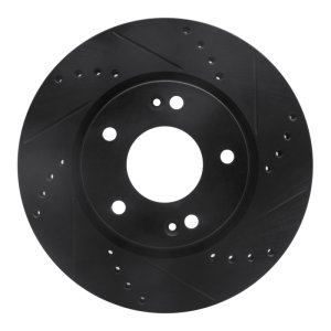 Hyundai Santa Fe Brake Rotor (1) - Front Right - R1 Concepts - Drilled & Slotted - Black - `01-`05